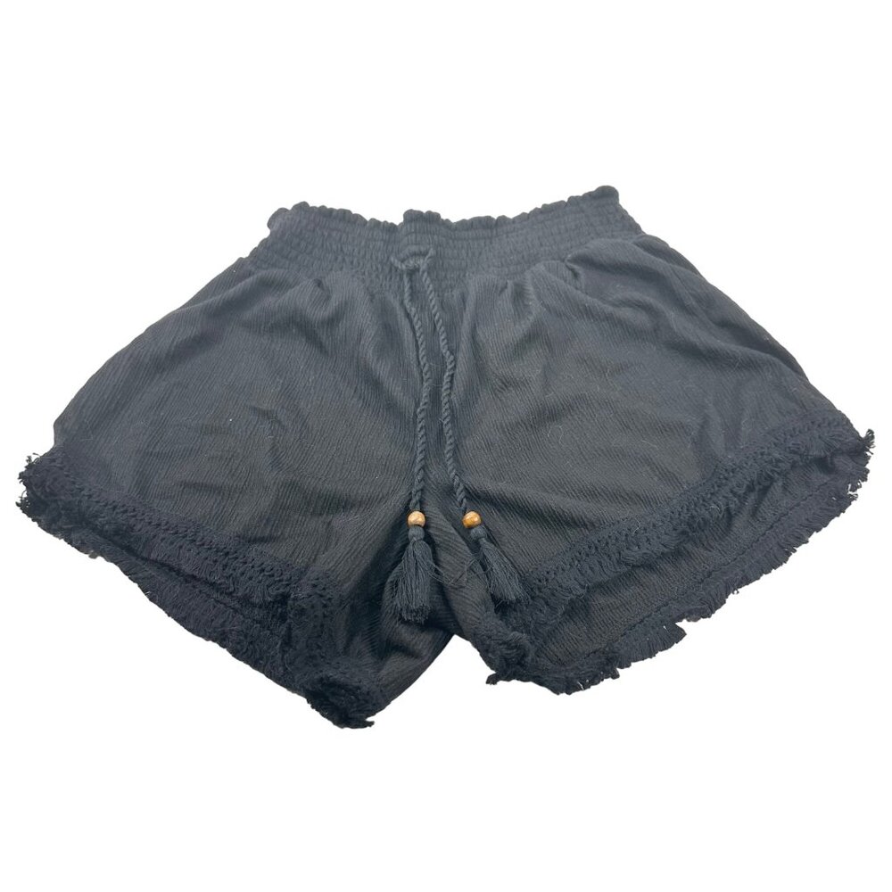 No Boundaries Women's Size Medium Short Fringe Trim Black Preowned